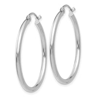 14k White Gold Polished 2x30mm Tube Hoop Earrings-T826