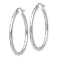 14k White Gold Polished 2x30mm Lightweight Tube Hoop Earrings-T826L