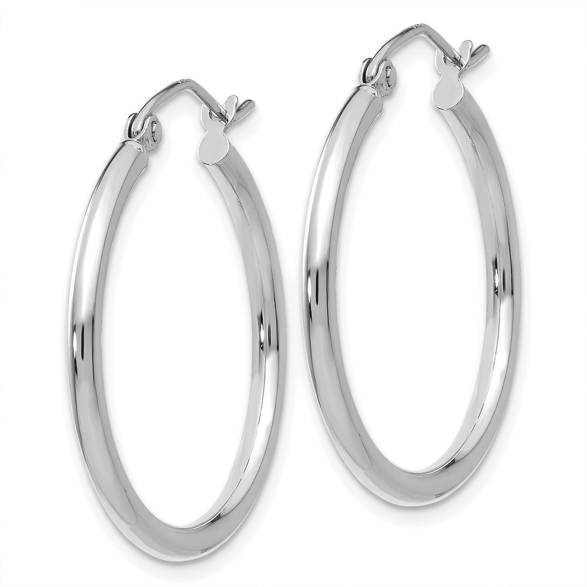 14k White Gold Polished 2x25mm Tube Hoop Earrings-T827