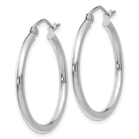 14k White Gold Polished 2x25mm Lightweight Tube Hoop Earrings-T827L