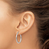 14k White Gold Polished 2x25mm Lightweight Tube Hoop Earrings-T827L