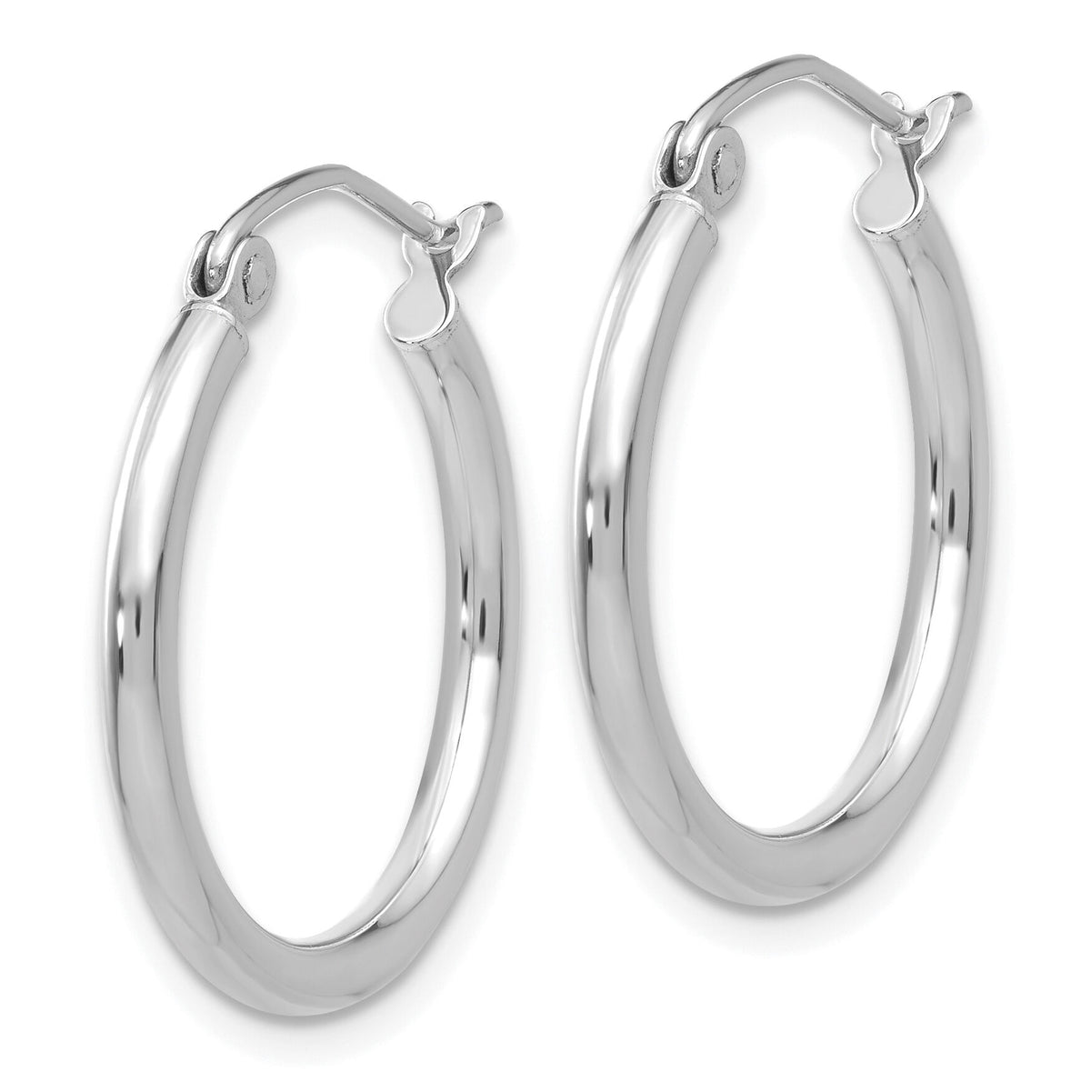 14k White Gold Polished 2x20mm Tube Hoop Earrings-T828