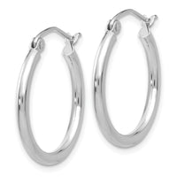 14k White Gold Polished 2x20mm Tube Hoop Earrings-T828