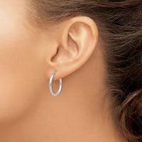 14k White Gold Polished 2x20mm Tube Hoop Earrings-T828