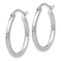14k White Gold Polished 2x20mm Lightweight Tube Hoop Earrings-T828L