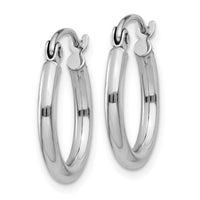 14k White Gold Polished 2x15mm Tube Hoop Earrings-T829