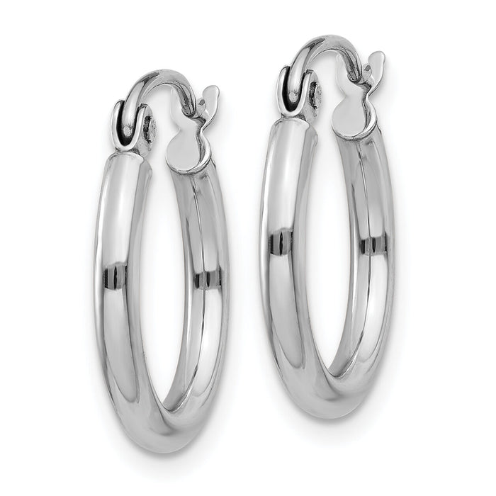 14k White Gold Polished 2x15mm Tube Hoop Earrings-T829