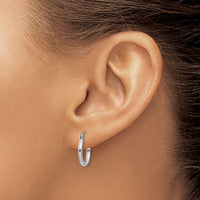 14k White Gold Polished 2x15mm Tube Hoop Earrings-T829