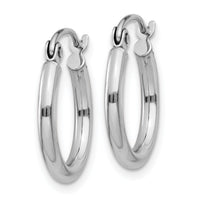 14k White Gold Polished 2x15mm Lightweight Tube Hoop Earrings-T829L