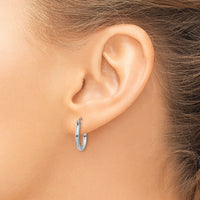 14k White Gold Polished 2x15mm Lightweight Tube Hoop Earrings-T829L