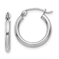 14k White Gold Polished 2x15mm Lightweight Tube Hoop Earrings-T829L