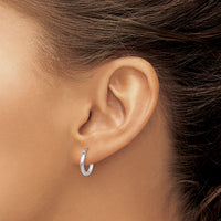 14k White Gold Polished 2x12mm Tube Hoop Earrings-T830