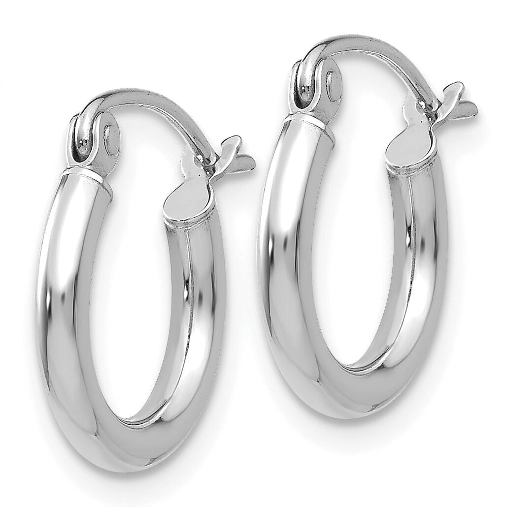 14k White Gold Polished 2x12mm Lightweight Tube Hoop Earrings-T830L