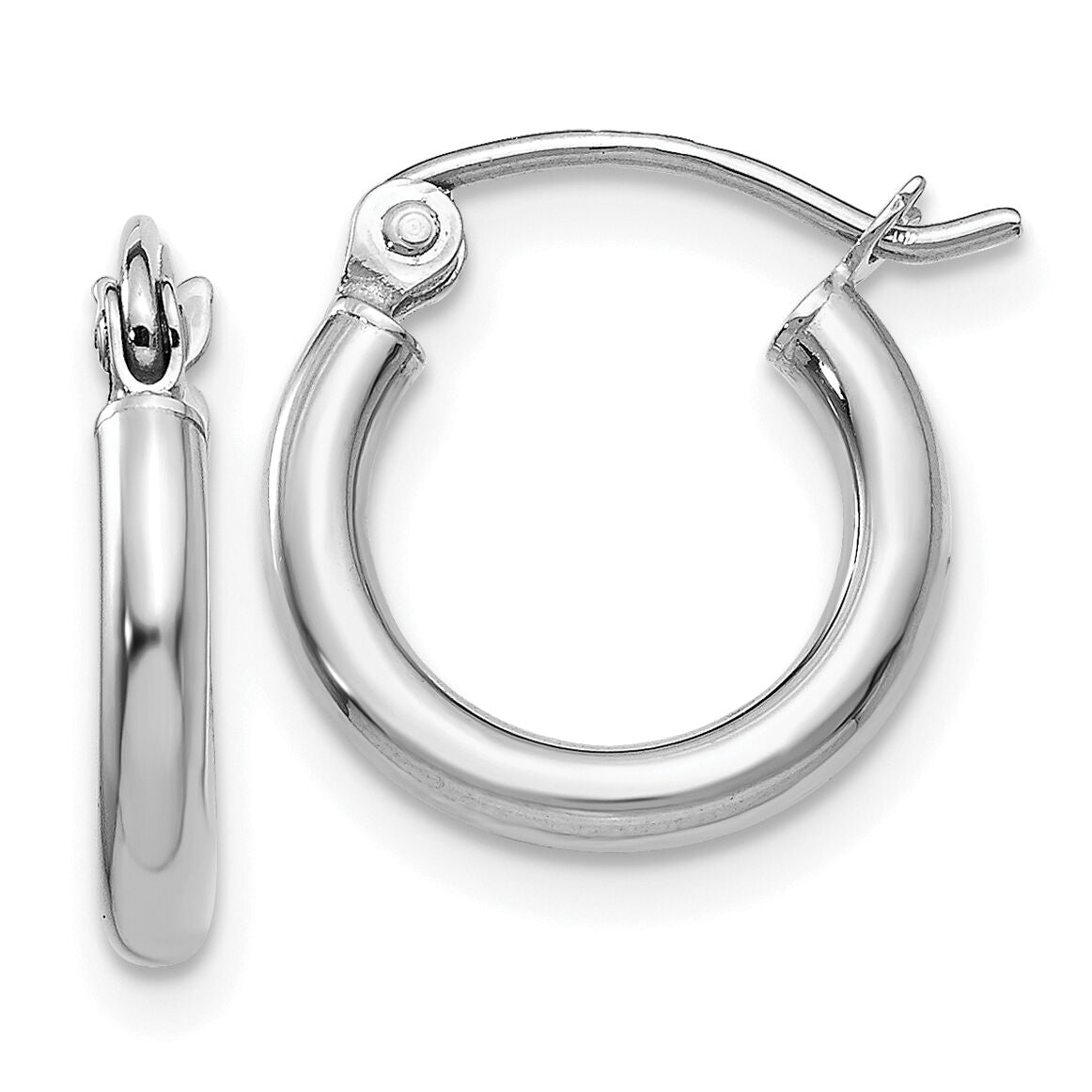 14k White Gold Polished 2x12mm Lightweight Tube Hoop Earrings-T830L