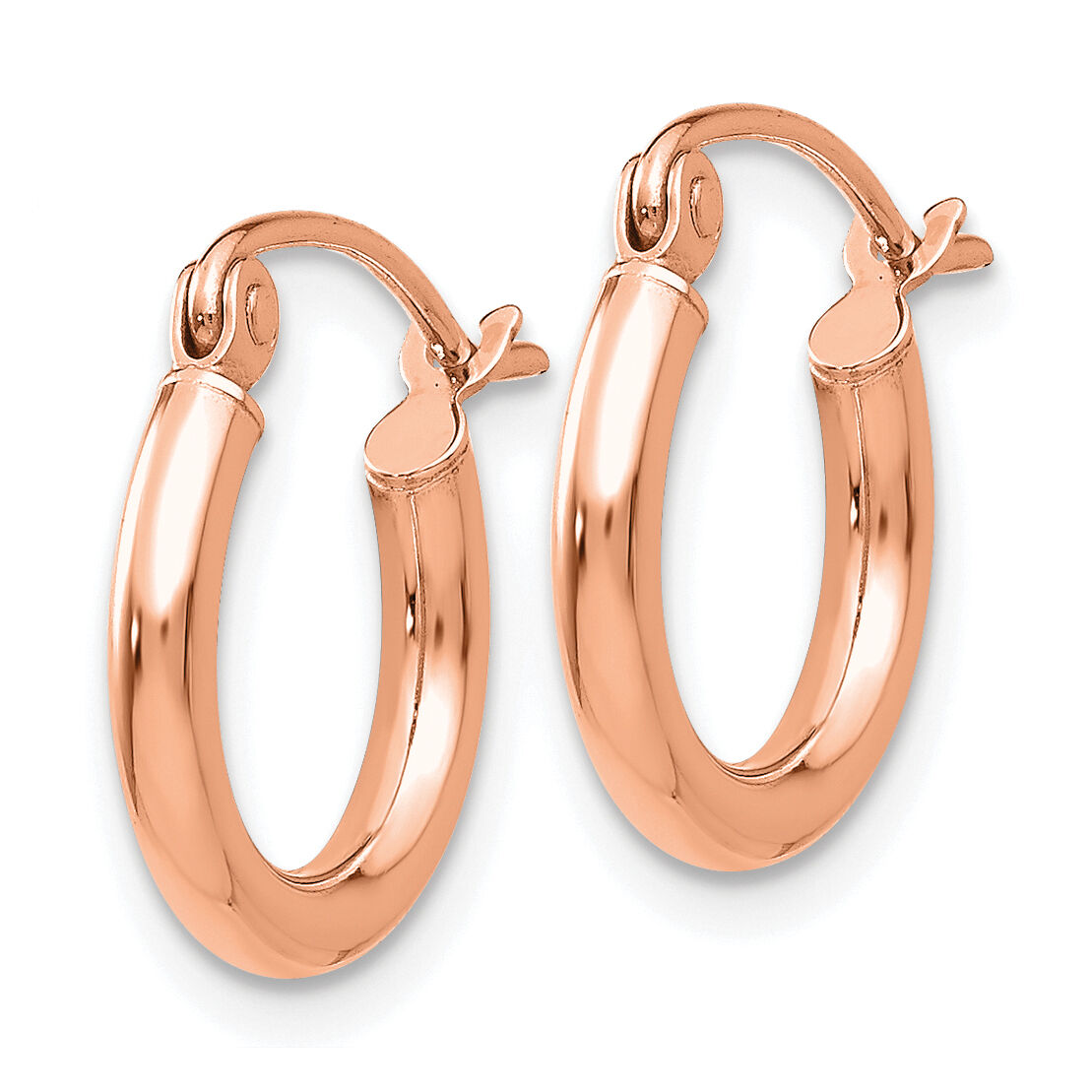 14k Rose Gold Polished 2x12mm Lightweight Tube Hoop Earrings-T830RL