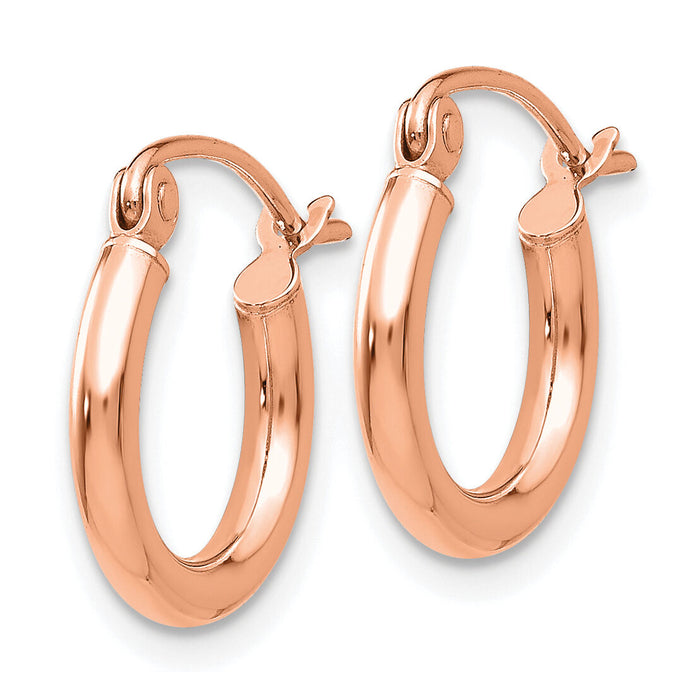 14k Rose Gold Polished 2x12mm Lightweight Tube Hoop Earrings-T830RL