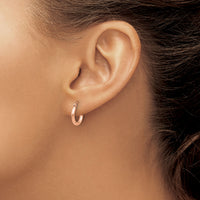 14k Rose Gold Polished 2x12mm Lightweight Tube Hoop Earrings-T830RL