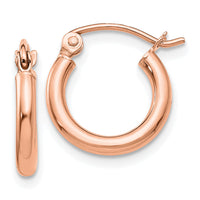 14k Rose Gold Polished 2x12mm Lightweight Tube Hoop Earrings-T830RL