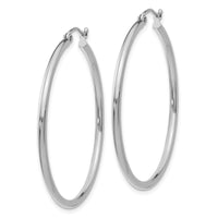 14k White Gold Polished 2x40mm Tube Hoop Earrings-T831
