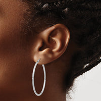 14k White Gold Polished 2x40mm Lightweight Tube Hoop Earrings-T831L