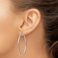 14k White Gold Polished 2x45mm Tube Hoop Earrings-T832