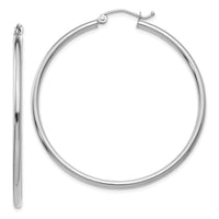 14k White Gold Polished 2x45mm Lightweight Tube Hoop Earrings-T832L