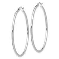 14k White Gold Polished 2x50mm Tube Hoop Earrings-T833