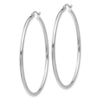 14k White Gold Polished 2x50mm Lightweight Tube Hoop Earrings-T833L