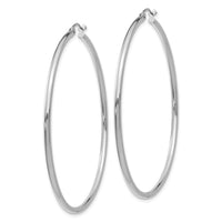 14k White Gold Polished 2x55mm Tube Hoop Earrings-T834