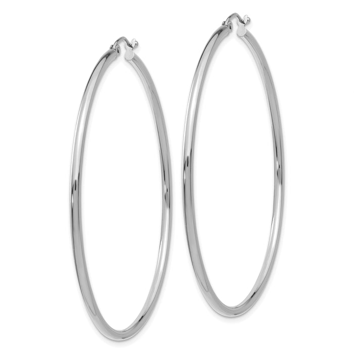 14k White Gold Polished 2x55mm Lightweight Tube Hoop Earrings-T834L