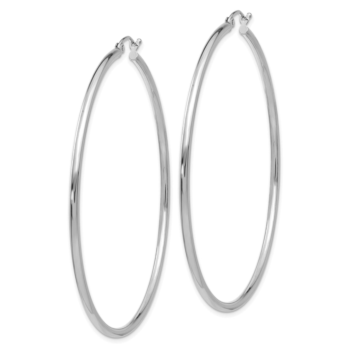 14k White Gold Polished 2x60mm Tube Hoop Earrings-T835