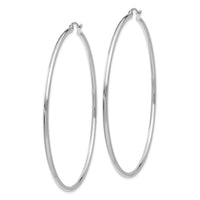 14k White Gold Polished 2x65mm Tube Hoop Earrings-T836