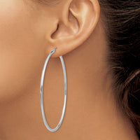 14k White Gold Polished 2x65mm Lightweight Tube Hoop Earrings-T836L