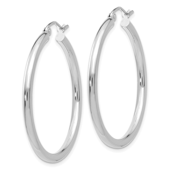 14K White Gold Polished 2.5mm Tube Hoop Earrings-T837