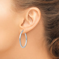 14K White Gold Polished 2.5mm Tube Hoop Earrings-T837
