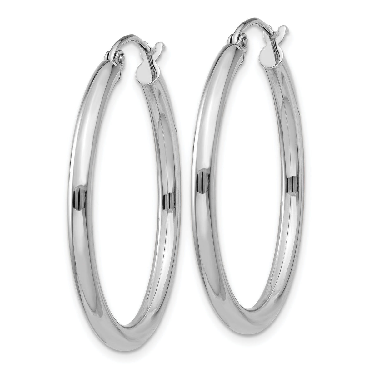 14K White Gold Polished 2.5mm Tube Hoop Earrings-T838
