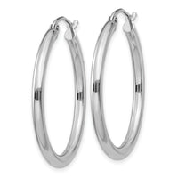 14K White Gold Polished 2.5mm Tube Hoop Earrings-T838