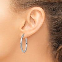 14K White Gold Polished 2.5mm Tube Hoop Earrings-T838