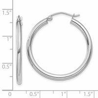 14K White Gold Polished 2.5mm Tube Hoop Earrings-T838