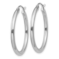 14K White Gold Polished 2.5mm Lightweight Tube Hoop Earrings-T838L