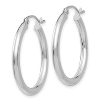 14K White Gold Polished 2.5mm Lightweight Tube Hoop Earrings-T839L