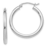 14K White Gold Polished 2.5mm Lightweight Tube Hoop Earrings-T839L