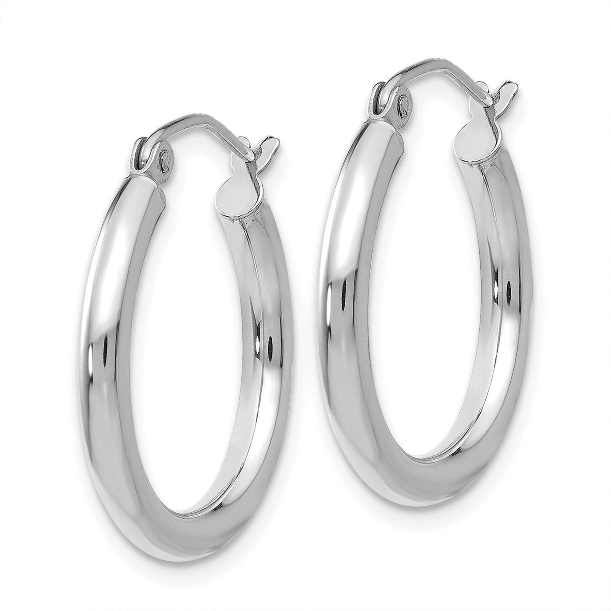14K White Gold Polished 2.5mm Lightweight Tube Hoop Earrings-T840L