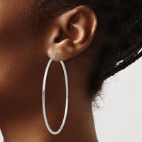 14K White Gold Polished 2.5mm Tube Hoop Earrings-T841