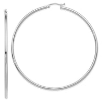 14K White Gold Polished 2.5mm Tube Hoop Earrings-T841
