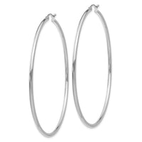 14K White Gold Polished 2.5mm Lightweight Tube Hoop Earrings-T841L