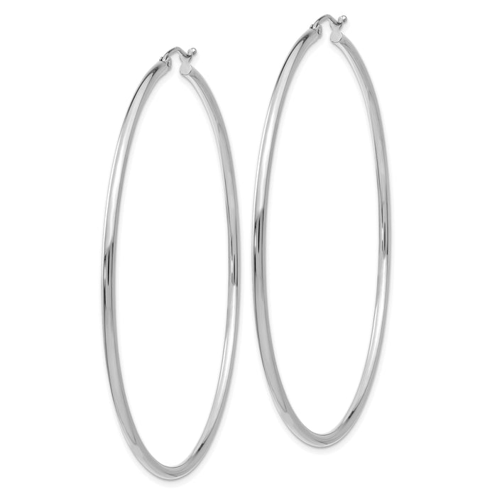 14K White Gold Polished 2.5mm Lightweight Tube Hoop Earrings-T841L