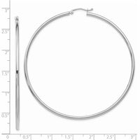 14K White Gold Polished 2.5mm Lightweight Tube Hoop Earrings-T841L