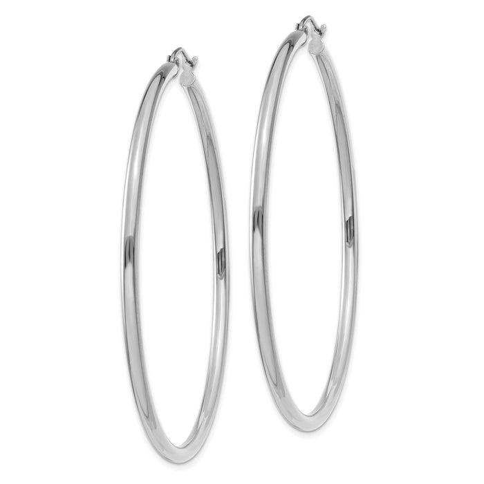 14K White Gold Polished 2.5mm Lightweight Tube Hoop Earrings-T842L