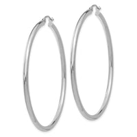 14K White Gold Polished 2.5mm Tube Hoop Earrings-T843